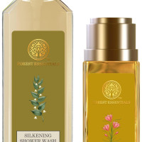 Forest Essentials Silkening Shower Wash Oudh & Green Tea & Forest Essentials Delicate Facial Cleanser Kashmiri Saffron & Neem Combo