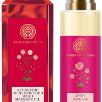 Forest Essentials After Bath Oil Indian Rose Absolute & Forest Essentials Ayurvedic Herb Enriched Head Massage Oil Bhringraj Combo