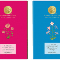 Forest Essentials Luxury Sugar Soap Madurai Jasmine & Mogra & Forest Essentials Luxury Sugar Soap Rose Combo