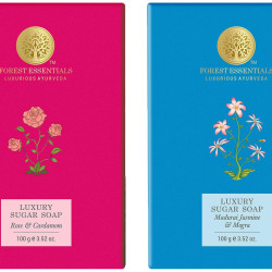 Forest Essentials Luxury Sugar Soap Madurai Jasmine & Mogra & Forest Essentials Luxury Sugar Soap Rose Combo