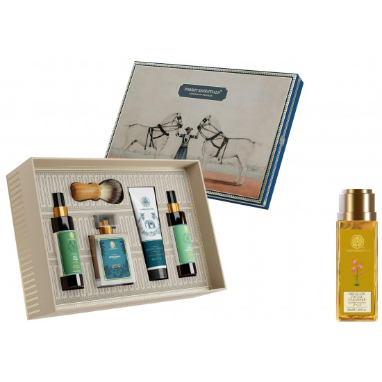 Forest Essentials Gentlemen's Gift Box & Forest Essentials Delicate Facial Cleanser Kashmiri Saffron & Neem Combo