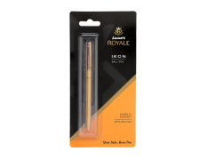 Luxor Royale, Ikon, Ball Pen, Pack of 1, Golden Body, Ink Colour- Blue, Gold Trim, Stylish Clip, Durable and Stylish, Sleek & Elegant, Exquisite Writing for Professionals, Ideal for Gifting