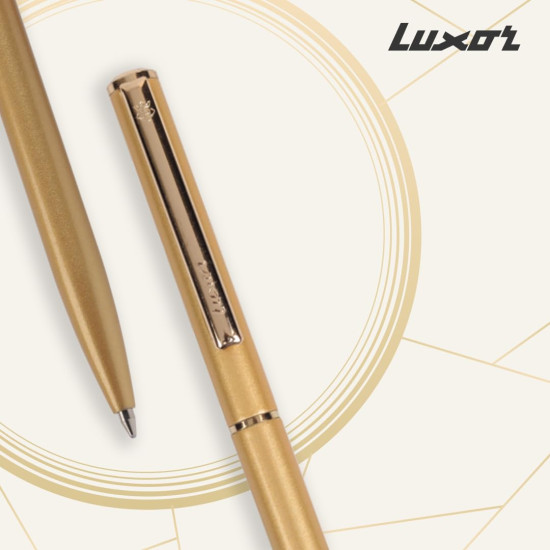 Luxor Royale, Ikon, Ball Pen, Pack of 1, Golden Body, Ink Colour- Blue, Gold Trim, Stylish Clip, Durable and Stylish, Sleek & Elegant, Exquisite Writing for Professionals, Ideal for Gifting Luxor Royale, Ikon, Ball Pen, Pack of 1, Golden Body, Ink Colour- Blue, Gold Trim, Stylish Clip, Durable and Stylish, Sleek & Elegant, Exquisite Writing for Professionals, Ideal for Gifting