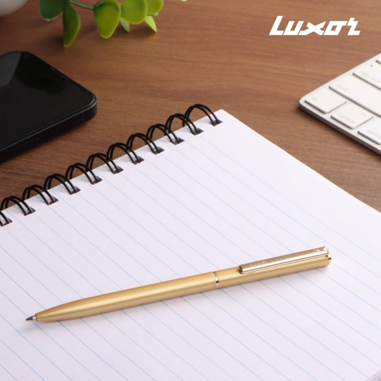 Luxor Royale, Ikon, Ball Pen, Pack of 1, Golden Body, Ink Colour- Blue, Gold Trim, Stylish Clip, Durable and Stylish, Sleek & Elegant, Exquisite Writing for Professionals, Ideal for Gifting Luxor Royale, Ikon, Ball Pen, Pack of 1, Golden Body, Ink Colour- Blue, Gold Trim, Stylish Clip, Durable and Stylish, Sleek & Elegant, Exquisite Writing for Professionals, Ideal for Gifting