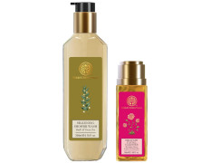 Forest Essentials Silkening Shower Wash Oudh & Green Tea & Forest Essentials Delicate Facial Cleanser Mashobra Honey Combo
