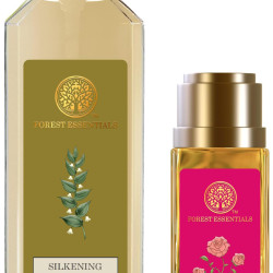Forest Essentials Silkening Shower Wash Oudh & Green Tea & Forest Essentials Delicate Facial Cleanser Mashobra Honey Combo