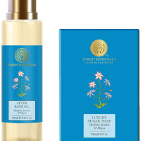 Forest Essentials After Bath Oil Madurai Jasmine & Mogra & Forest Essentials Luxury Sugar Soap Madurai Jasmine & Mogra Combo