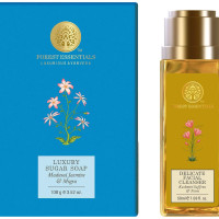 Forest Essentials Luxury Sugar Soap Madurai Jasmine & Mogra & Forest Essentials Delicate Facial Cleanser Kashmiri Saffron & Neem Combo