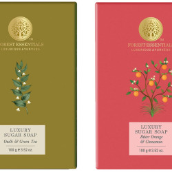 Forest Essentials Luxury Sugar Soap Oudh & Green Tea & Forest Essentials Luxury Sugar Soap Bitter Orange & Cinnamon Ayurvedic Combo