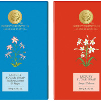 Forest Essentials Luxury Sugar Soap Madurai Jasmine & Mogra & Forest Essentials Luxury Sugar Soap Bengal Tuberose Ayurvedic Combo