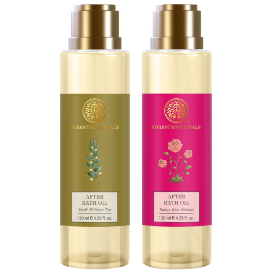 Forest Essentials After Bath Oil Indian Rose Absolute & Forest Essentials After Bath Oil Oudh & Green Tea Combo