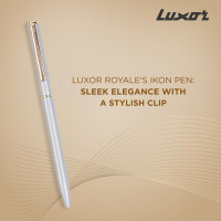 Luxor Royale, Ikon, Ball Pen, Pack of 1, Metallic Shiny Silver Body, Ink Colour- Blue, Gold Trim, Stylish Clip, Sleek & Elegant, The Ultimate Choice For Professional Gifting Luxor Royale, Ikon, Ball Pen, Pack of 1, Metallic Shiny Silver Body, Ink Colour- Blue, Gold Trim, Stylish Clip, Sleek & Elegant, The Ultimate Choice For Professional Gifting