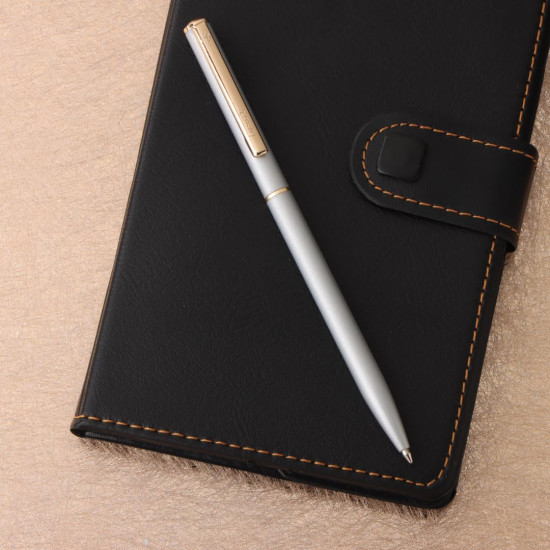 Luxor Royale, Ikon, Ball Pen, Pack of 1, Metallic Shiny Silver Body, Ink Colour- Blue, Gold Trim, Stylish Clip, Sleek & Elegant, The Ultimate Choice For Professional Gifting Luxor Royale, Ikon, Ball Pen, Pack of 1, Metallic Shiny Silver Body, Ink Colour- Blue, Gold Trim, Stylish Clip, Sleek & Elegant, The Ultimate Choice For Professional Gifting