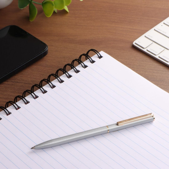 Luxor Royale, Ikon, Ball Pen, Pack of 1, Metallic Shiny Silver Body, Ink Colour- Blue, Gold Trim, Stylish Clip, Sleek & Elegant, The Ultimate Choice For Professional Gifting Luxor Royale, Ikon, Ball Pen, Pack of 1, Metallic Shiny Silver Body, Ink Colour- Blue, Gold Trim, Stylish Clip, Sleek & Elegant, The Ultimate Choice For Professional Gifting