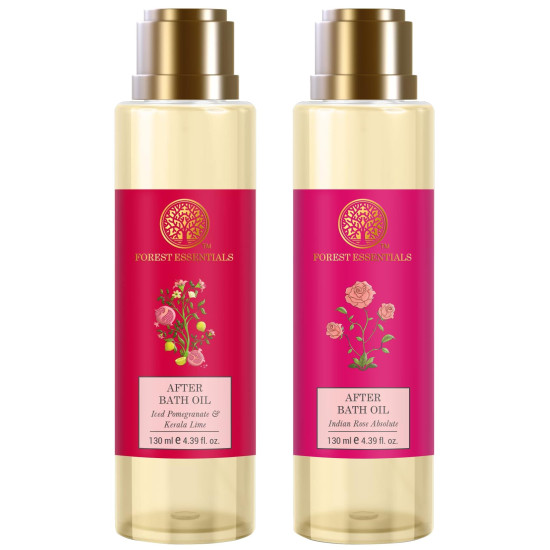 Forest Essentials After Bath Oil Indian Rose Absolute & Forest Essentials After Bath Oil Iced Pomegranate & Kerala Lime Combo