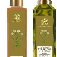 Forest Essentials Ayurvedic Herb Enriched Head Massage Oil Japapatti & Forest Essentials Hair Cleanser Japapatti & Brahmi Combo