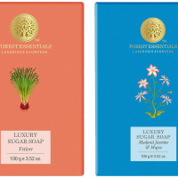 Forest Essentials Luxury Sugar Soap Madurai Jasmine & Mogra & Forest Essentials Luxury Sugar Soap Vetiver Combo