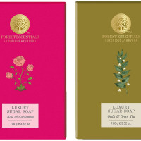 Forest Essentials Luxury Sugar Soap Oudh & Green Tea & Forest Essentials Luxury Sugar Soap Rose & Cardamom Ayurvedic Luxury Handmade Soap Combo