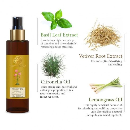 Forest Essentials Body Spray Herb Infused Mosquito Repellent & Forest Essentials Delicate Facial Cleanser Kashmiri Saffron & Neem Combo