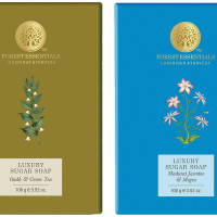 Forest Essentials Luxury Sugar Soap Oudh & Green Tea & Forest Essentials Luxury Sugar Soap Madurai Jasmine & Mogra Combo