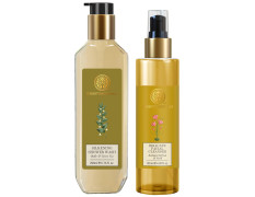 Forest Essentials Silkening Shower Wash Oudh & Green Tea & Forest Essentials Delicate Facial Cleanser Kashmiri Saffron & Neem Combo