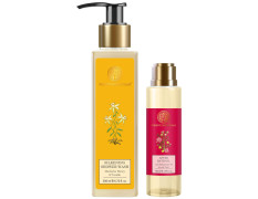 Forest Essentials After Bath Oil Iced Pomegranate & Kerala Lime & Forest essentials Silkening Shower Wash Mashobra Honey & Vanilla Combo