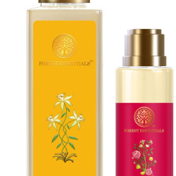 Forest Essentials After Bath Oil Iced Pomegranate & Kerala Lime & Forest essentials Silkening Shower Wash Mashobra Honey & Vanilla Combo