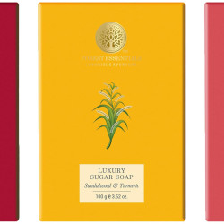 Forest Essentials Luxury Sugar Soap Sandalwood & Forest Essentials Luxury Sugar Soap Bitter Orange & Forest Essentials Luxury Sugar Soap Nargis Ayurvedic Luxury Handmade Soap