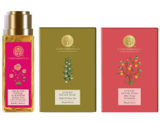 Forest Essentials Luxury Sugar Soap Oudh & Forest Essentials Delicate Facial Cleanser Mashobra Honey, Lemon & Forest Essentials Luxury Sugar Soap Bitter Orange & Cinnamon Ayurvedic