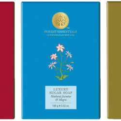 Forest Essentials Luxury Sugar Soap & Forest Essentials Luxury Sugar Soap Madurai Jasmine & Forest Essentials Luxury Sugar Soap Oudh & Green Tea