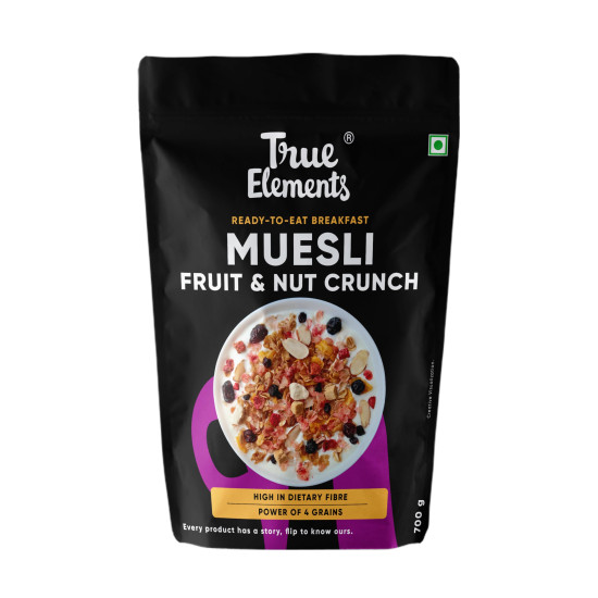 True Elements Fruit & Nut Crunch Muesli 700g | Fruit and Nuts | Cereals for Breakfast | Rich in Fibre | Muesli with Oats and Nuts True Elements Fruit & Nut Crunch Muesli 700g | Fruit and Nuts | Cereals for Breakfast | Rich in Fibre | Muesli with Oats and Nuts