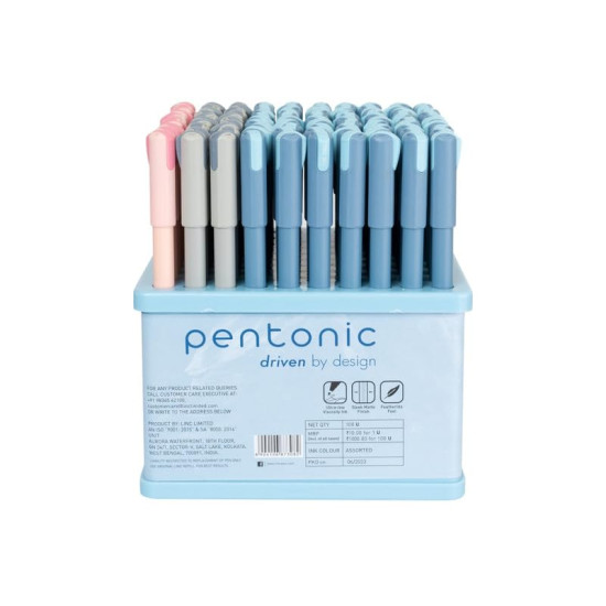 Pentonic Frost 0.6mm Gel Pen Tumbler Pack | Multicolour Pastel Body | Blue, Black & Red Ink | Set of 100 Pentonic Frost 0.6mm Gel Pen Tumbler Pack | Multicolour Pastel Body | Blue, Black & Red Ink | Set of 100