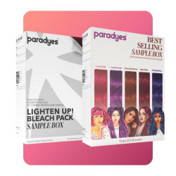 Paradyes Lighten Up! Bleach Pack + Top 5 Hair Color Sample Box (Carola Pink, Comrii Purple, Chocolate Brown, Ruby Wine & Rudolphi Blue)