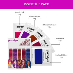 Paradyes Lighten Up! Bleach Pack + Top 5 Hair Color Sample Box (Carola Pink, Comrii Purple, Chocolate Brown, Ruby Wine & Rudolphi Blue)