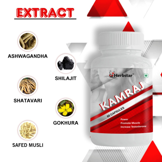 Herbstar Kamraj Capsules For Daily Vitamins And Immune System | Energy Booster 60 Caps