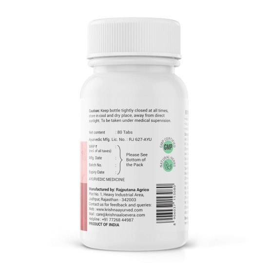 Krishna's Kidney Re-Live Tablet - 80 tab | Enriched with extracts of Punarnava, Arjun Chal, Pushkar Mool, Gokhru & 20 Herbs | Improving Kidney Function | Ayurvedic Health Supplement