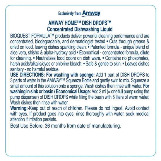 Amway Dish Drops Concentrated Dishwashing Liquid 200ML (pack of 2)