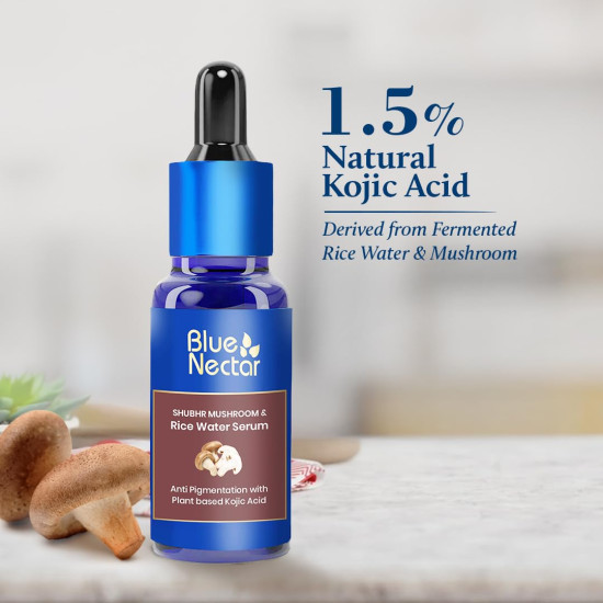 Blue Nectar Rice Water Kojic Acid Face Serum for Pigmentation & Dark Spots Removal | Anti Pigmentation Serum for Face with Mushroom (13 Herbs, 30ml)