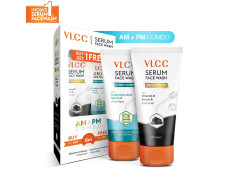 VLCC Vitamin C & Charcoal Serum Facewash - 150 ml for Oil Control & Brightening for AM | with Free Hyaluronic Acid & Aloe Vera Serum Facewash - 150 ml to Strengthen Skin Barrier for PM (B1G1)