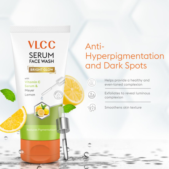 VLCC Vitamin C & Meyer Lemon Serum Facewash - 150 ml to Reduce Pigmentation & Brighten for AM | with Free Hyaluronic Acid & Aloe Vera Serum Facewash - 150 ml to Strengthen Skin Barrier for PM (B1G1)