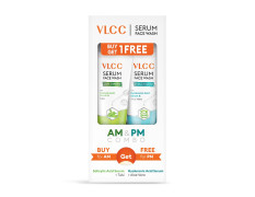 VLCC Salicylic Acid & Tulsi Serum Facewash - 150 ml to Clear Acne Scars for AM | with Free Hyaluronic Acid & Aloe Vera Serum Facewash - 150 ml to Strengthen Skin Barrier for PM (B1G1)