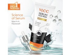 VLCC Serum Facewash - 100ml | with Vitamin C Serum Rich in Antioxidants & Charcoal for Oil Control and Detoxifies Skin & Bright Glow | Dermatologically Tested