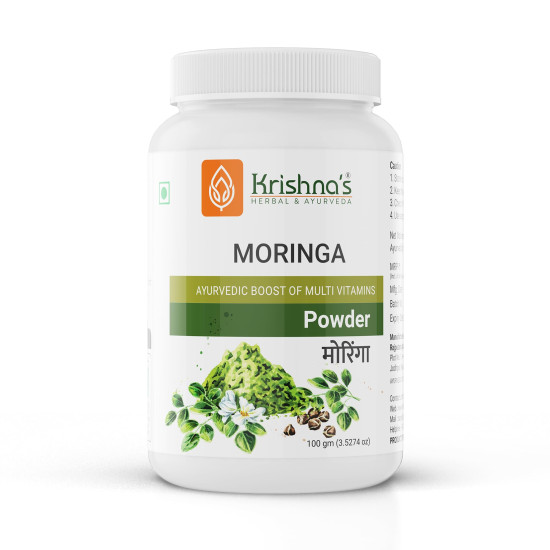 Krishna's Herbal & Ayurveda Pure Moringa Leaf Powder (100gms), Drumstick Leaf Powder Good for Hair, Skin and Immunity, Rich in Multivitamins