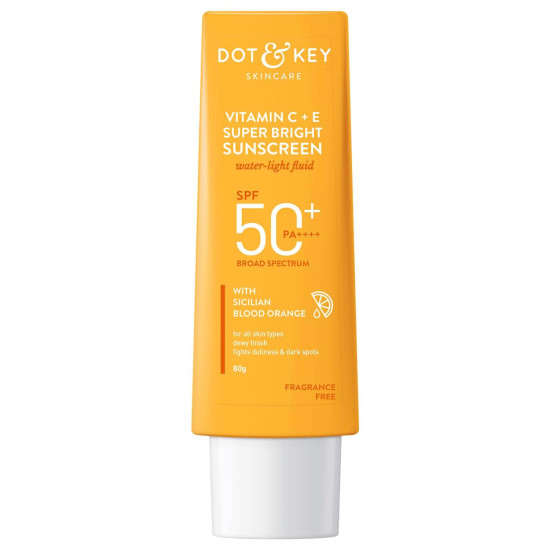 Dot & Key Vitamin C + E Super Bright Sunscreen SPF 50 | Water-Light, UVA/UVB & Blue Light Protection | For Even Toned & Glowing Skin | With Liquid SPF 50+++ | No White Cast, | For All Skin Types | 80g…