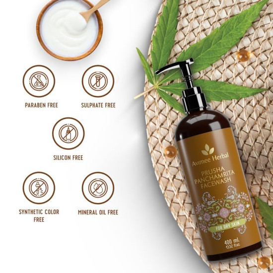 Prusha Panchamrita Face Wash | For Normal to Dry Skin | With Real Panchamrita To Gently Cleanse You Skin Leaving It Moisturized (400 ml)