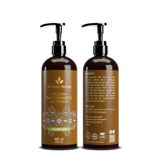 Prusha Panchamrita Face Wash | For Normal to Dry Skin | With Real Panchamrita To Gently Cleanse You Skin Leaving It Moisturized (400 ml)