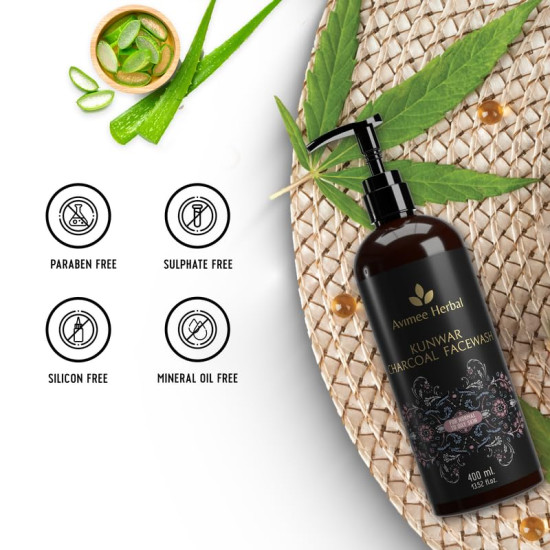 Avimee Herbal Kunwar Charcoal Face Wash I For Oil & Dust Free Skin That Glows From Within | Deep Cleaning With Activated Charcoal & Neem Extracts | 400 ml Avimee Herbal Kunwar Charcoal Face Wash I For Oil & Dust Free Skin That Glows From Within | Deep Cleaning With Activated Charcoal & Neem Extracts | 400 ml