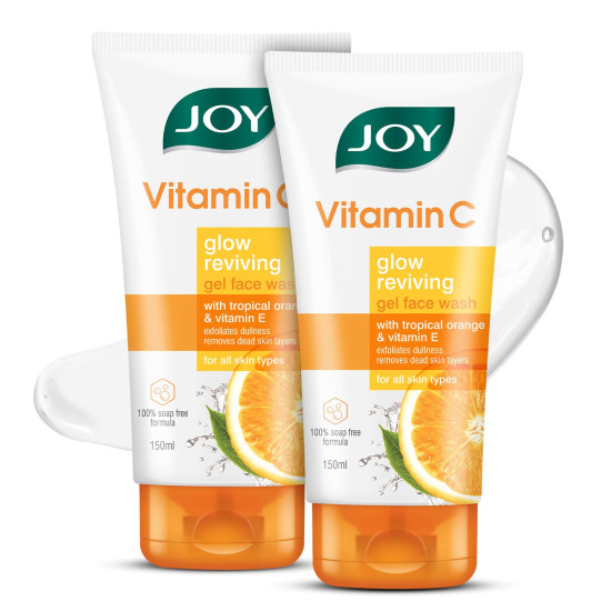 Joy Vitamin C Brightening Face Wash For Bright and Glowing Face 150ml x 2 | Fades Blemishes and Restores Skin Barrier | Gentle Cleanser for All Skin Types