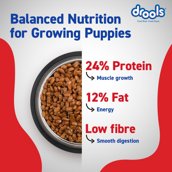 Drools Puppy Dry Dog Food 1.2Kg Pack | Chicken and Egg Flavour | Optimal Growth | Healthy Coat & Skin | Strong Immune System | Enhanced Palatability