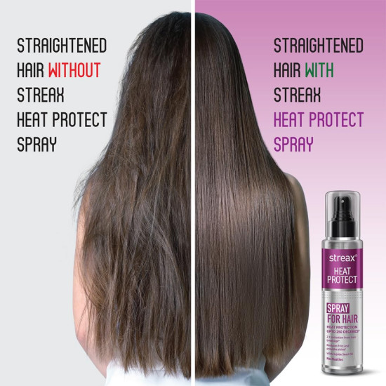 Streax Heat Protectant Spray for Hair - 100 ml, Hair Styling Spray for Women & Men I Heat Protection Spray from heat|Heat protection serum|Protection upto 250°C & 2X Less Hair Breakage Streax Heat Protectant Spray for Hair - 100 ml, Hair Styling Spray for Women & Men I Heat Protection Spray from heat|Heat protection serum|Protection upto 250°C & 2X Less Hair Breakage
